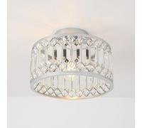 ANWIO Lámpara de Techo de Cristal, Lampara Cocina Techo Cristal con 1 E27 Base, Lámpara Colgante Moderna Plateado, Plafones de Techo para Salones, Dormitorio, Cocina, Pasillo(27CM, Sin Bombilla)