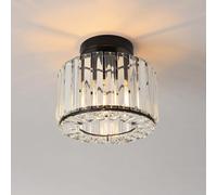 ANWIO Lámpara de Techo de Cristal, Lampara Pasillo Techo Cristal con 1 E27 Base, Lámpara Colgante Moderna Negro, Plafones de Techo para Entrada, Cocina, Salones, Cuartos, Comedores(21CM, Sin Bombilla)