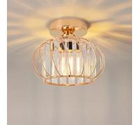 ANWIO Lámpara de Techo de Cristal, Lampara Pasillo Techo Cristal con 1 E27 Base, Plafones de Techo Modernos Dorado, Lampara Techo Crystal para Entrada, Cocina,Salones, comedores(22.5CM,Sin Bombilla)