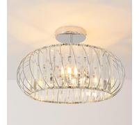 ANWIO Lámpara de Techo de Cristal, Lampara Salon Techo Cristal con 3 E14 Base, Lámpara Colgante Moderna Plateado, Lampara Techo Crystal con Dormitorio, Cocina, Comedor(40CM, Sin Bombilla)