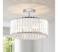 ANWIO Lámpara de Techo de Cristal Moderna, Luz de Techo Plateado, Lámpara de Araña con 3 E27 Base, Pantalla de Cristal para Pasillo,Entrada,Cocina,Dormitorio, Salón(37CM, Sin Bombilla)