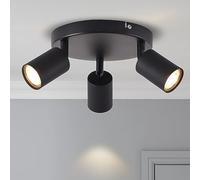 ANWIO Lámpara de Techo Giratoria Ajustable con 3 Focos LED de Metal Negro Base GU10 - Moderno Diseño para Dormitorios,Pasillos,Cocinas,Bares(Sin Bombillas).EUS-EA190811-10-03CB-1U