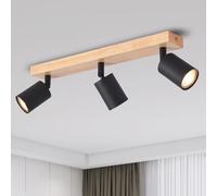 ANWIO Lámpara de techo negra, focos para dormitorio, cocina y sala de estar, bases GU10, accesorios de 3 vías (EUS-EA19, sin bombillas)