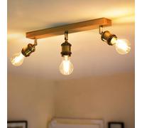 ANWIO Lámpara Techo Focos Retro, 3 Focos Led Interior Techo Base E27, Apliques Techo Focos con Base Rectangular, Giratorios Plafón Foco de Techo LED (Sin Bombillas).