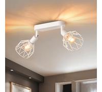 ANWIO Lámpara Techo Con 2 Focos LED Interior,Lampara Cocina Techo Base E14, Aplique Blanco Rectangular, Giratorio Plafón (Sin Bombillas)