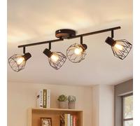 ANWIO Lámpara Techo Con 4 Focos LED Interior, Base E14, Aplique Negro Con Base Rectangular, Giratorios Plafón LED (Sin Bombillas)