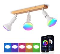 ANWIO Lámpara Techo Focos, 3 Focos Led Interior Techo Base E27, Apliques Lámpara de Techo Blanco con Base Rectangular, con Bombillas LED E27 R63 Inteligentes(Bombillas Incluidas).