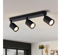 ANWIO Lámpara Techo Focos, 3 Focos Led Interior Techo Base GU10, Apliques Techo Foco Negro con Base Rectangular, con Bombillas LED GU10 Vidrio(Bombillas Incluidas).