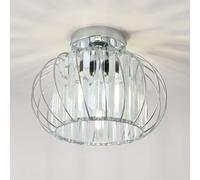 ANWIO Lamparas de Techo de Cristal, Lámpara Colgante Moderna Plateado, Lampara Salon Techo Cristal con 1 E27 Base, Lampara Techo Crystal con Dormitorio, Cocina, Pasillo(28.5CM, Sin Bombilla)