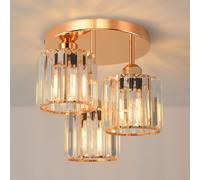 ANWIO Luz De Techo de Cristal Dorado, Plafones de Techo Modernos E27, Lampara Techo Dormitorio está Equipada con 3 Pantallas de Vidrio, Candeeiro Teto Ideal con Salones, Cocina,Baño(Sin Bombilla)