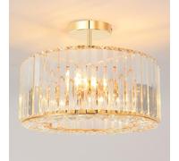 ANWIO Luz De Techo De Cristal, Lámpara Dormitorio Techo Cristal con 3 E27 Base, Mayor Tamaño Lámpara Colgante Moderna Dorado, Plafones de Techo para Salón, Cocina,Comedores(37CM, Sin Bombilla)