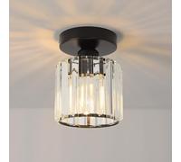 ANWIO Luz De Techo de Cristal, Mini Lámpara de Techo Negro de Cristal, Lampara Pasillo Techo E27, Candeeiro Teto con 1 Base para Salón,Entrada,Cocina,Dormitorio(13.5CM, Sin Bombilla)