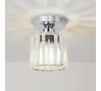 ANWIO Plafones de Techo de Cristal, Mini Lámpara de Techo Plateado, Lampara Pasillo Techo E27, Candeeiro Teto con 1 Base para Salón,Entrada,Cocina,Dormitorio(13.5CM, Sin Bombilla)