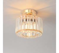 ANWIO Plafones de Techo Modernos de Cristal, Lampara Techo Crystal Dorado, Lampara Salón Techo con 1 E27 Base, Candeeiro Teto para Dormitorio, Cocina, Pasillo,Comedores,Entrada(21CM, Sin Bombilla)