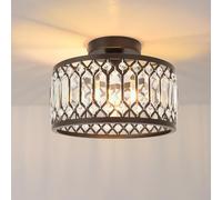 ANWIO Plafones de Techo Modernos, Lámpara de Techo de Cristal Negro, Lampara Techo Dormitorio con 1 E27 Base, Candeeiro Teto para Salones,Pasillo,Entrada,Cocina,Comedores(27CM, Sin Bombilla)