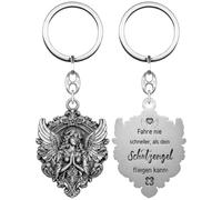 Anwlki Llavero de ángel de la guarda para coche, colgante de medalla, nunca más rápido que tu ángel de la guarda puede volar coche, moto, automovilista, patrón, Plata vieja, M
