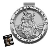 Anwlki Medalla de San Cristóbal para coche, accesorios de clip para visera de San Cristóbal, regalo religioso para padres, familiares, amigos, conductores (1)