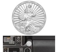 Anwlki Placa de San Cristóbal para Auto Ø 3.4cm Medalla de San Cristóbal Protege Nos Ven Con Bien a Casa Regalo con Imán y 3 Adhesivos Doble Cara, 1 Pieza de Hierro (Plata)