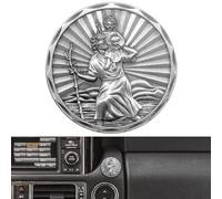 Anwlki Placa de San Cristóbal para Coche, diámetro de 3,4 cm, Medalla de San Cristóbal para protegernos y Venir a casa, con imán y 3 Pegatinas Adhesivas de Doble Cara, 1 Pieza de Hierro (Plata Vieja)