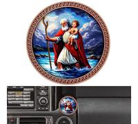 Anwlki Placa para coche de San Cristóbal de 4 cm de diámetro, medalla de San Cristóbal para protegernos y venir a casa, regalo con imán y 1 pieza de hierro, 3 pegatinas adhesivas de doble cara (rojo