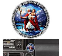 Anwlki Placas de coche de San Cristóbal de 4 cm de diámetro, medalla de San Cristóbal para protegernos y venir a casa, regalo con imán y 1 pieza de hierro, 3 pegatinas adhesivas de doble cara (plata