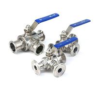 ANWUYANG Válvula De Bola Sanitaria De Tres Vías De Acero Inoxidable, Puerto En T L-Port 19/25/32/38 Mm 1.5 "Tri Clamp Férula OD 50.5 Mm Válvula De Bola para Alimentos Líquidos Gases
