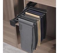 ANXJLEO Percha extensible para pantalón, ahorra espacio, barra extensible con flocado antideslizante para 10 pantalón, acero inoxidable