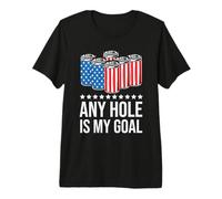 Any Hole Is My Goal Drinking Beer American Flag 4th of July Camiseta Premium