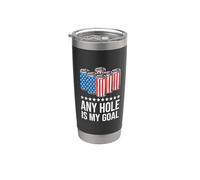 Any Hole Is My Goal Drinking Beer American Flag 4th Of July Vaso térmico de acero inoxidable de doble pared