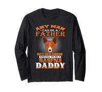 Any Man Can Be A Father Basenji Dog Daddy Funny Dog Dad Manga Larga