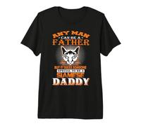 Any Man Can Be A Father Siamese Daddy Funny Cat Dad Camiseta Premium