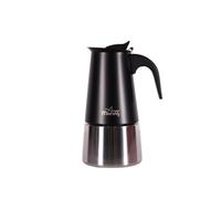Any Morning Cafetera espresso para estufa, cafetera italiana cubana, estufa de inducción, cafetera Moka de acero inoxidable, cafetera Greca sin PBA, 10 onzas, 6 tazas Expresso color negro