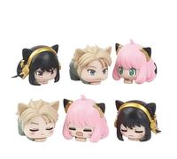 Anya, Yor Figure, 6 piezas Cat Ears Lying Q Version Action Figures 4cm/1.6inch Anime Character Statue Model Desktop Decoration Ornament Gifts