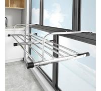 AnYaBinni Tendedero Extensible para Balcón/Radiador/Pared, Tenderetes de Ropa Plegables de Acero Inoxidable, 78/87 * 42 * 19 cm