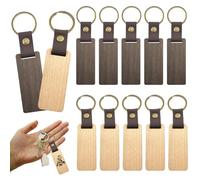 Anyasen 12 Piezas Llavero de Madera, Llaveros Madera para Grabar, Llavero Colgante de Madera en Blanco, para Manualidades DIY Grabado Pirograbado