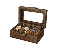 anyasun Caja organizadora de relojes para hombre, 3 ranuras, piel sintética, con tapa de cristal