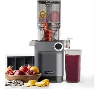 Anybear Exprimidor de prensa en frío, exprimidor lento de 200 W, 4.3 pulgadas, gran canal de alimentación para frutas y verduras enteras, barrena mejorada, materiales Tritan, sin BPA, recetas de jugo