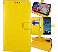 Anybird Amarillo Funda Caso Carcasa Proteccion Cuero Flip Case Cover TPU Silicona Soporte para ZTE Blade A35E Magnética Caso Cuero Billetera