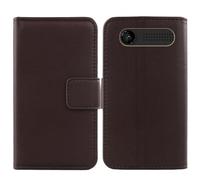 Anybird Marrón Genuino Carcasa Funda para Maxcom MK241 4G KaiOS 2.4" Magnética Premium Caso Protección Cuero Billetera Antigolpes Cover Teléfono Leather Case Etui