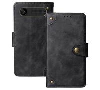 Anybird Negro Retro Carcasa Funda para Maxcom MK241 4G KaiOS 2.4" Magnética Premium Caso Protección Cuero Billetera Antigolpes Cover Teléfono Case