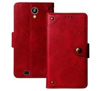 Anybird Rojo Retro Carcasa Funda para Maxcom Classic MM334 4G 3.2" Magnética Premium Caso Protección Cuero Billetera Antigolpes Cover Teléfono Case
