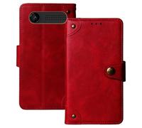 Anybird Rojo Retro Carcasa Funda para Maxcom MK241 4G KaiOS 2.4" Magnética Premium Caso Protección Cuero Billetera Antigolpes Cover Teléfono Case