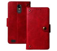 Anybird Rojo Retro Carcasa Funda para SPC Zeus 4G / SPC Zeus 4G Pro 5.5" Magnética Premium Caso Protección Cuero Billetera Antigolpes Cover Teléfono Case Etui