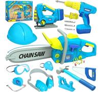 ANYCESO Juego eléctrico de Herramientas para niños a Partir de 3 años, Destornillador inalámbrico, Juguete de construcción, para niños de 3, 4, 5, 6, 7, 8 años, Azul