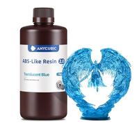 Anycubic ABS-Like 2.0 Resina 3D, 55 MPa Alta Resistencia a la Flexión, 85HD Máxima Dureza, Baja Viscosidad, Excelente Precisión para Todas las Impresoras 3D Resina LCD/DLP, Azul Translúcido, 1000g