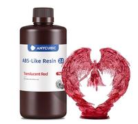 Anycubic ABS-Like 2.0 Resina 3D, 55 MPa Alta Resistencia a la Flexión, 85HD Máxima Dureza, Baja Viscosidad, Excelente Precisión para Todas las Impresoras 3D Resina LCD/DLP, Rojo Translúcido, 1000g