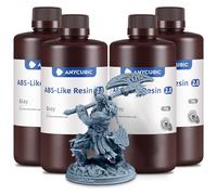 Anycubic ABS-Like 2.0 Resina Alta Resiliencia, Baja Viscosidad para Alta Tasa de Éxito, Dureza Máxima 85HD, Compatible con Todas las Impresoras 3D Resina 405nm LCD/DLP, Gris, 4000g