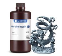 ANYCUBIC ABS-Like Resin 3.0, Resina para Impresora 3D con Excelente Dureza y Tenacidad, Alta Precisión, Bajo Olor 405 nm Resina Curable para Impresoras 3D de Resina, Gris, 1000g