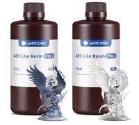 Anycubic ABS-Like Resin Pro 2, Resina para Impresora 3D con lmproved Tenacidad, Más Resistente a la Flexión, Alta Tasa de Éxito, Compatibilidad con LCD y DLP Impresoras 3D, 2kg Transparente&Gris