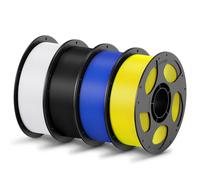 ANYCUBIC Filamento PLA de 1.75 mm, filamento de impresora 3D, identificación inteligente, precisión dimensional +/- 0.02 mm, paquete de 4 bobinas reutilizables de 2.2 libras, blanco, negro, azul y